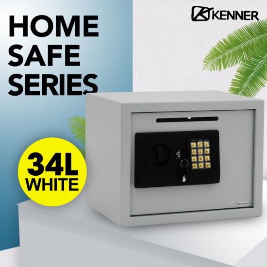 Kenner 30cm 34L White Personal Home Office Electronic Safe Box [KN-30EA-LG]