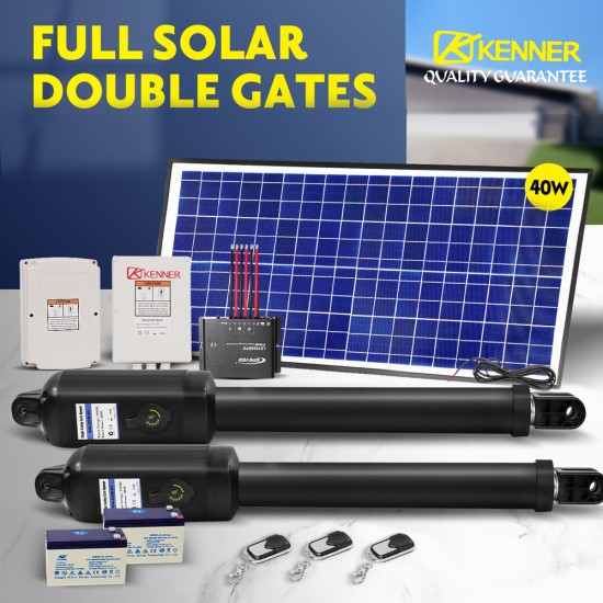 Kenner 40W Full Solar Double Actuator Automatic Swing Gate Opener [KNL200E-02-N40N12]