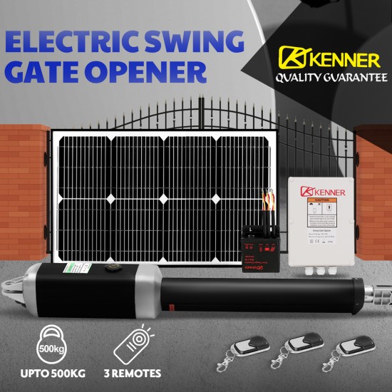 Kenner Single Actuator Automatic Swing Gate Opener with 20w Backup Solar System [KNL2401-20N7]
